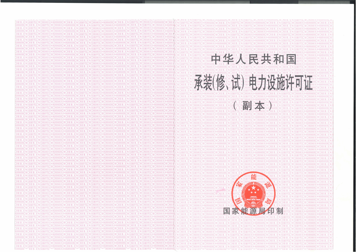 承裝（修、試）電力設(shè)施許可證